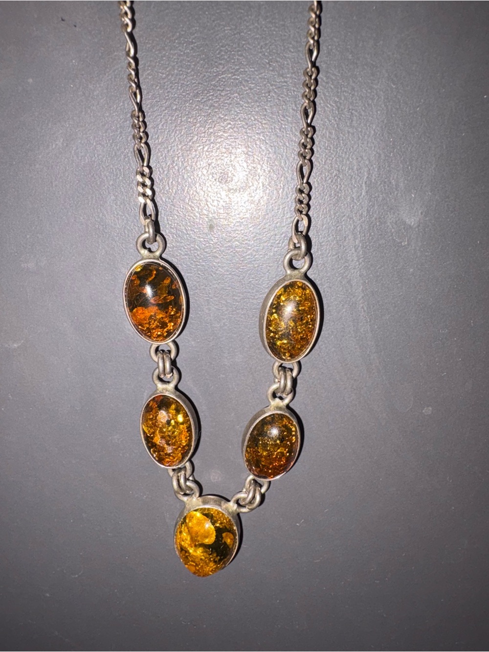 Sterling Silver Amber Pendant Necklace - Honey Amber - Picture 1 of 4